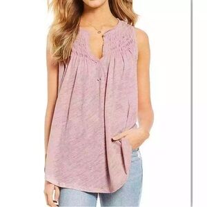 We the Free New to Town top size S oversized Free People pink linen mix